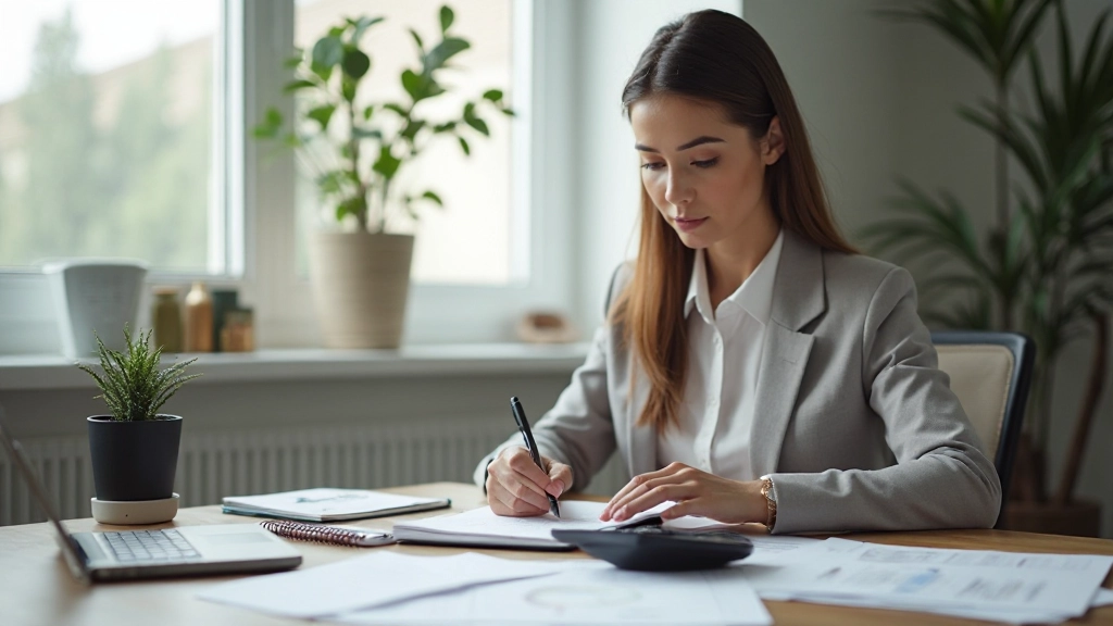 Анализ структуры доходов и расходов семьи на рабочем столе с документами и калькулятором